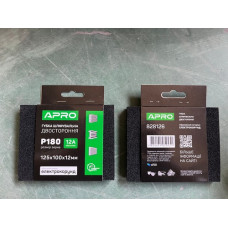 Губка шліфувальна двостороння Р180 125х100х12 мм APRO