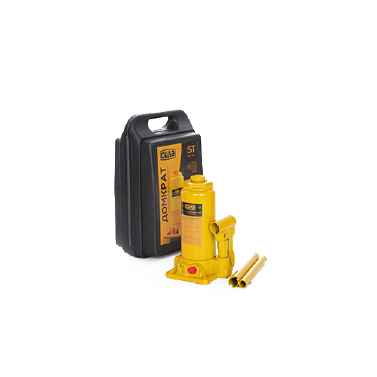 Домкрат гідравлічний пляшковий 5 т СИЛА (200-405мм) в кейсі