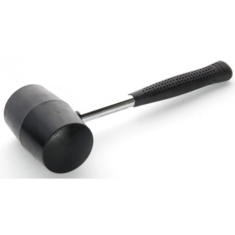 Киянка гумова 900гр/90мм, чорна гума з металевою рукояткою СИЛА