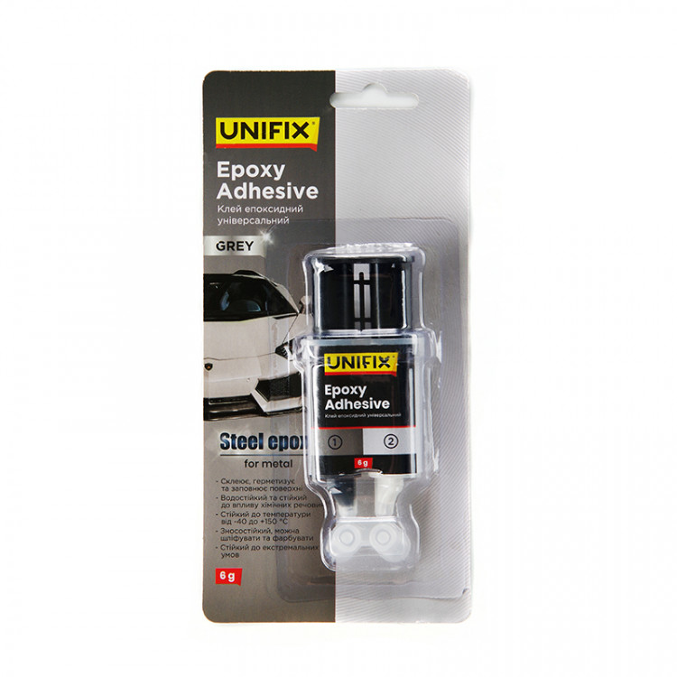 UNIFIХ Клей епоксидний двокомпонентний для металу шприц (сірий) 30 г