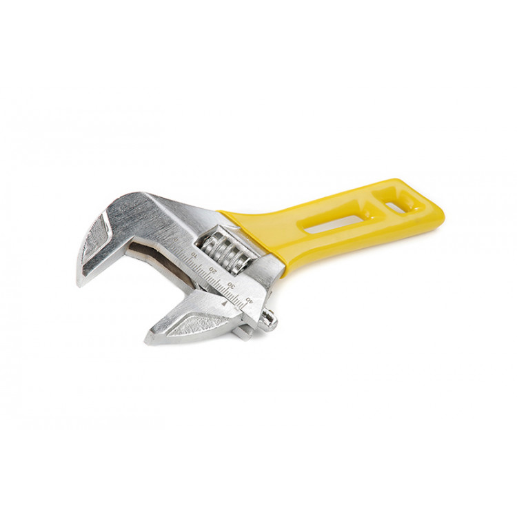 Ключ розвідний укороченний 140 мм 0-34 мм з тонкими губами СИЛА  прогумований CrV