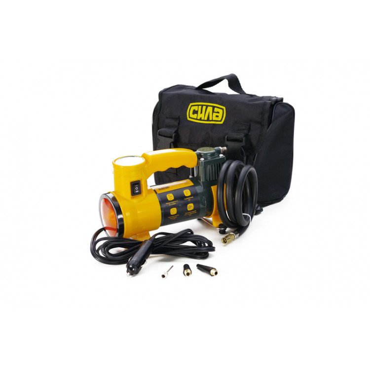 Компресор автомобільний однопоршневий 35 л/хв. 160 Вт СИЛА 7 Атм. (ліхтар, сумка)