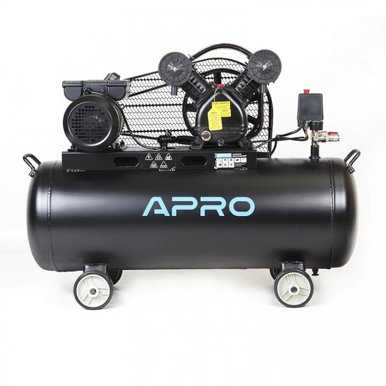 Компресор двоциліндровий ремінний 2.2кВт 402л/хв 8бар 100л (2 крана) APRO