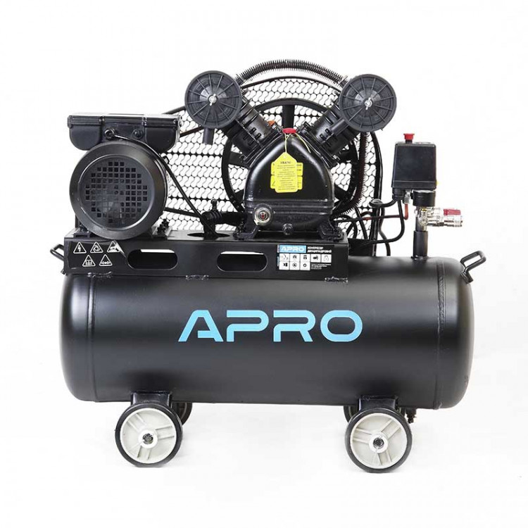 Компресор двоциліндровий ремінний 2.2кВт 402л/хв 8бар 50л (2 крана) APRO