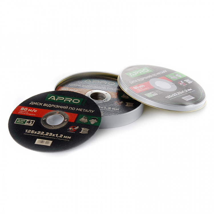 Круг зачисний по нержавіючій сталі (INOX) ?125х6.0х22.2 мм APRO (5 шт./уп.)