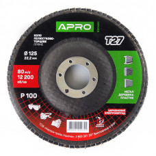 Круг пелюстковий торцевий цирконієвий ?125мм P100 Т27 APRO (прямий)