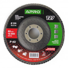 Круг пелюстковий торцевий цирконієвий ?125мм P40 Т27 APRO (прямий)