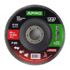 Круг пелюстковий торцевий цирконієвий ?125мм P80 Т27 APRO (прямий)