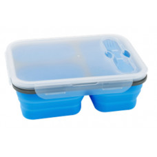 Ланчбокс складаний з кришкою-засувкою та ловилкою блакитний (350 мл/350 мл/650 мл)) СИЛА