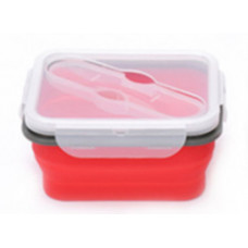 Ланчбокс складаний з кришкою-засувкою та ловилкою червоний (600 мл) СИЛА