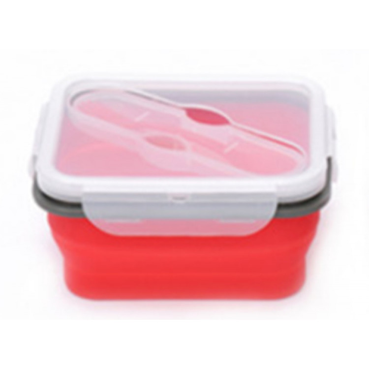Ланчбокс складаний з кришкою-засувкою та ловилкою червоний (600 мл) СИЛА