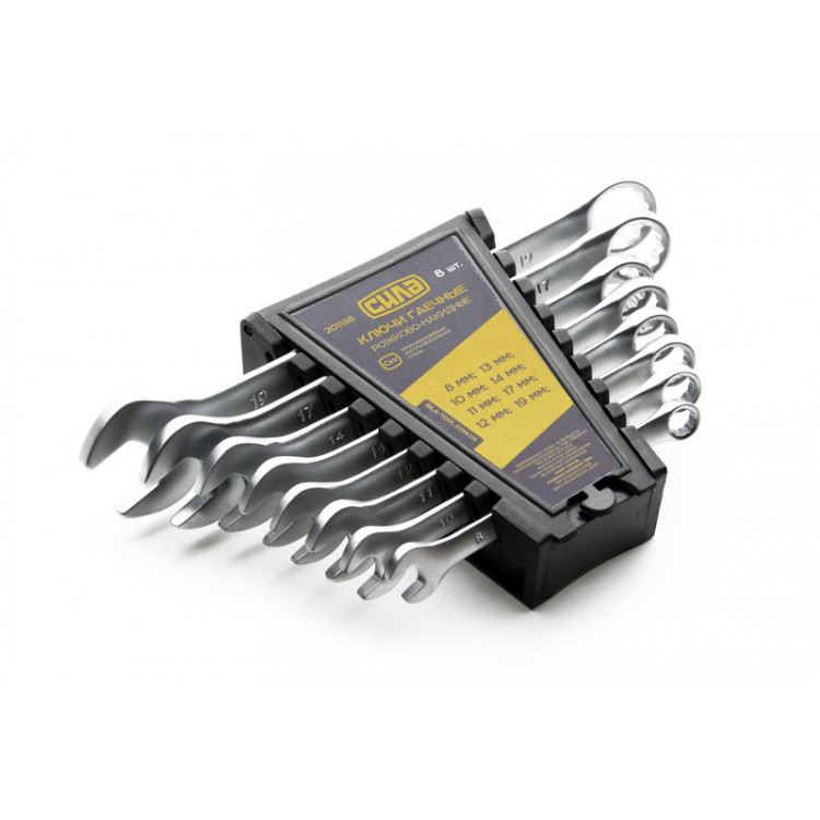 Набір ключів ріж-нак   8 шт СИЛА (8-19 мм) Стандарт CrV на планшетці