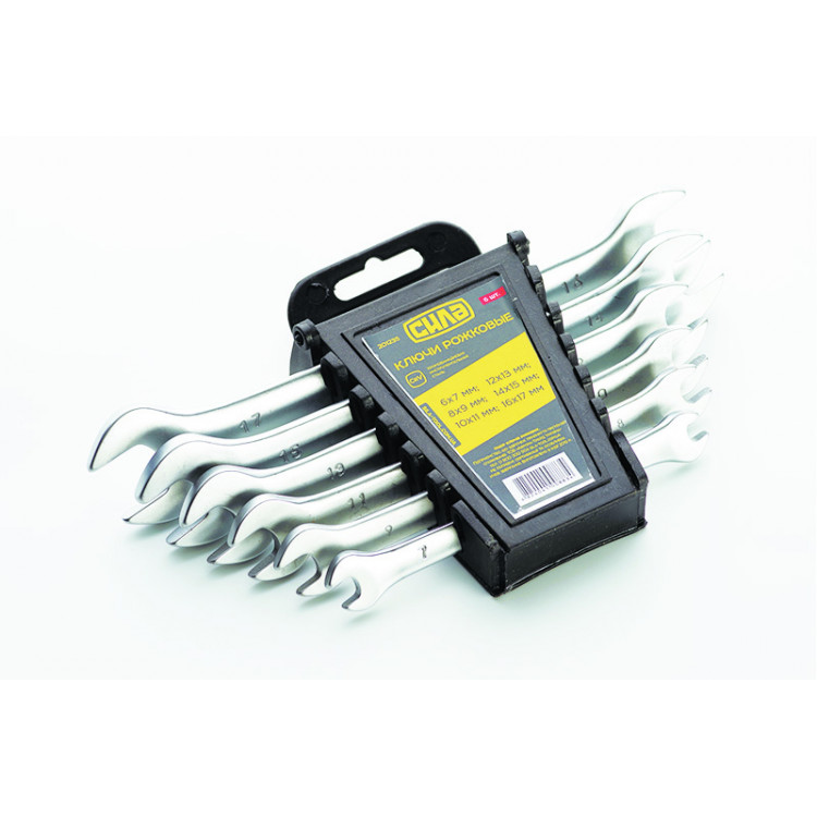 Набір ключів ріжкових   6 шт СИЛА  (6-17 мм) CrV  на планшетці