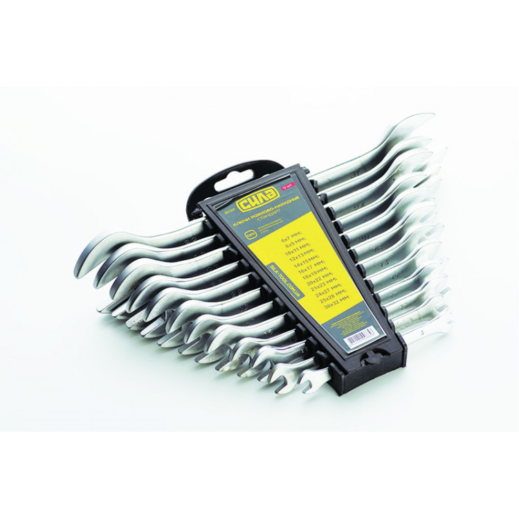 Набір ключів ріжкових 12 шт СИЛА  (6-23, 24х27, 25х28, 30х32 мм) CrV  на планшетці