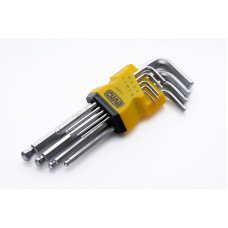 Набір ключів шестигранних СИЛА 1,5-10мм, 9 шт середній із шаровид. накін. CrV