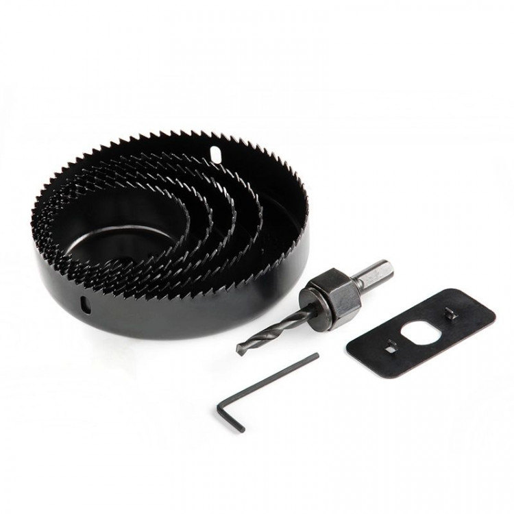 Набір коронок по дереву і гіпсокартону  8 предметів , глибина 25 мм (64/76/89/102/127)