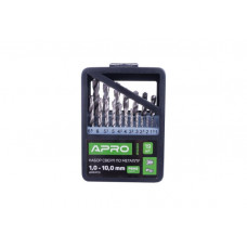 Набір свердел по металу полірованих 19шт. 1.0-10.0мм APRO Р6М5 (металевий кейс)