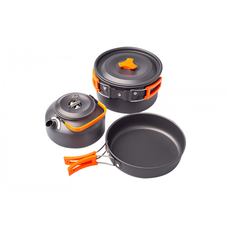 Набір туристичного посуду для походів (каструля+сковорода+чайник)