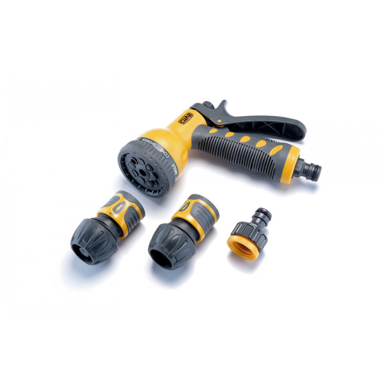 Набір: пістолет-розпилювач 9 режимів, конектори 3/4'', адаптер 1/2'' + 3/4''