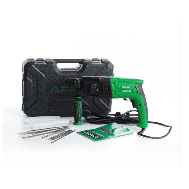 Перфоратор прямий APRO SDS+/850Н/2,8Дж (в кейсі, шнур 4м)