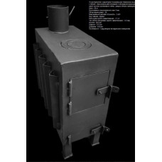 Пічка-буржуйка з радіатором та варильною поверхнею 3 кВт, 450 х 230 х 600м
