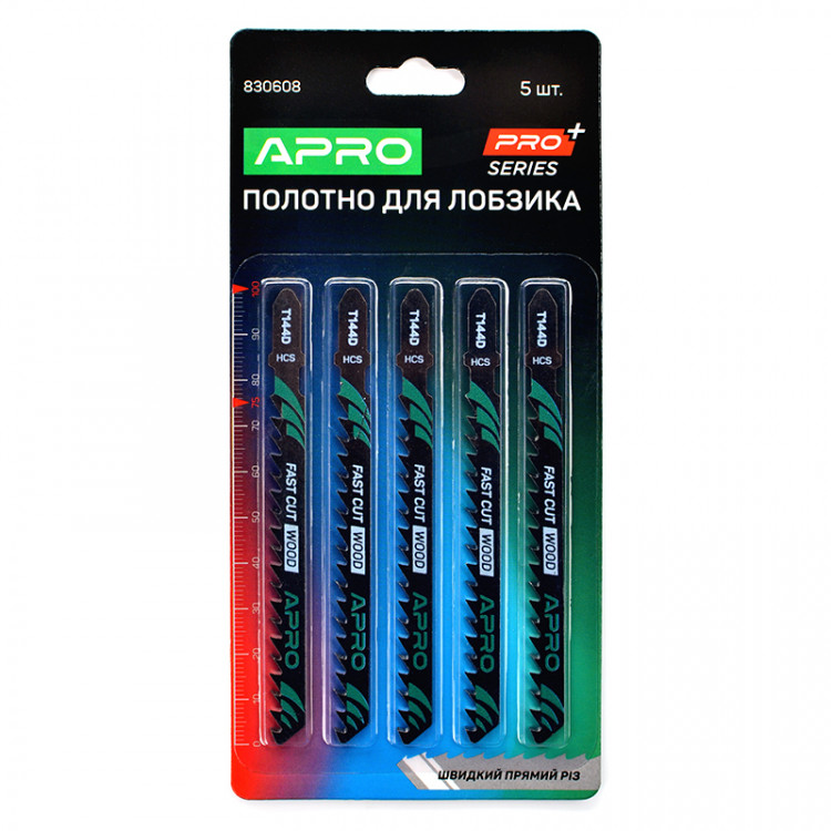 Полотно для лобзика (дерево) APRO 100/75 мм 4 мм-6TPI швидкий прямий T144D (блістер 5 шт)