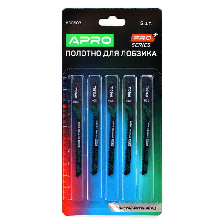 Полотно для лобзика (дерево) APRO 76/50 мм 1,4 мм-20TPI чистий фігурний T101AO (блістер 5 шт)