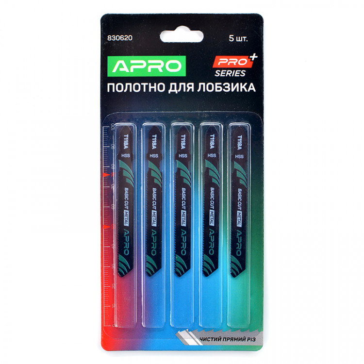 Полотно для лобзика (метал) APRO 76/50 мм 1,2 мм-21TPI чистий прямий T118A (блістер 5 шт)