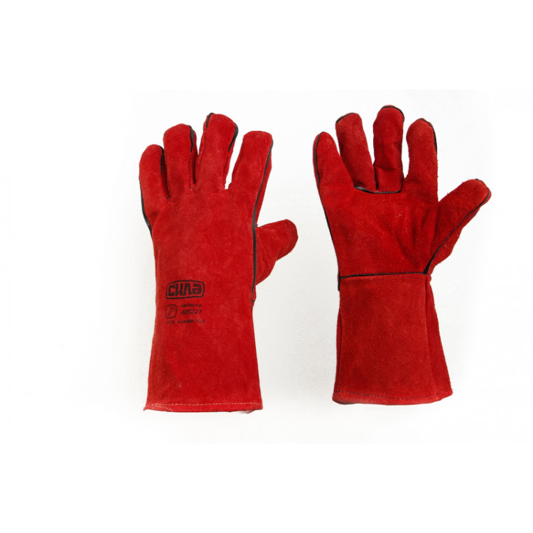 Рукавиця крага на підкладці червона довга 10,5 розмір, клас ВС, довжина 35см Сила