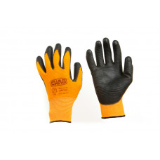 Рукавички синтетичні помаранчеві з чорним поліуретановим покрит 10 розмір Сила