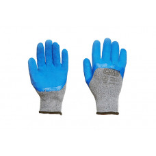Рукавички синтетичні сірі з неповним латексним блакитнис покрит 10 роз СИЛА  (уп. 12 пар)