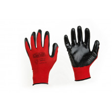 Рукавички синтетичні червоні з чорним спіненим латексниим покриттям 10 розмір СИЛА