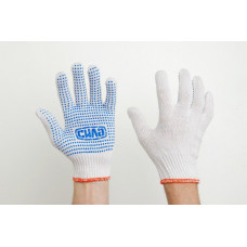 Рукавички трикотажні білі з ПВХ крапкою Сила 10 розмір економ