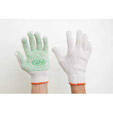 Рукавички трикотажні білі з ПВХ крапкою Сила 10 розмір мастер