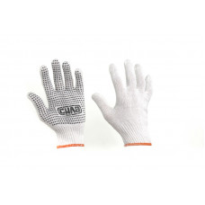 Рукавички трикотажні білі з ПВХ крапкою Сила 10 розмір стандарт