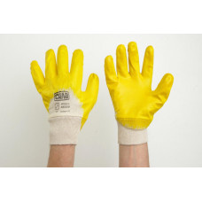 Рукавички трикотажні з жовтим неповним нітриловим покриттям еластичний манжет 10 розмір СИЛА