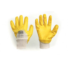 Рукавички трикотажні з жовтим неповним нітриловим покриттям еластичний манжет 10 розмір Сила мастер