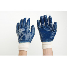 Рукавички трикотажні з синім повним нітриловим покриттям еластичний манжет 10 розмір СИЛА