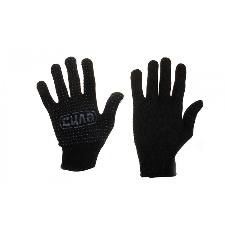 Рукавички трикотажні чорні з ПВХ крапкою Сила 10 розмір стандарт