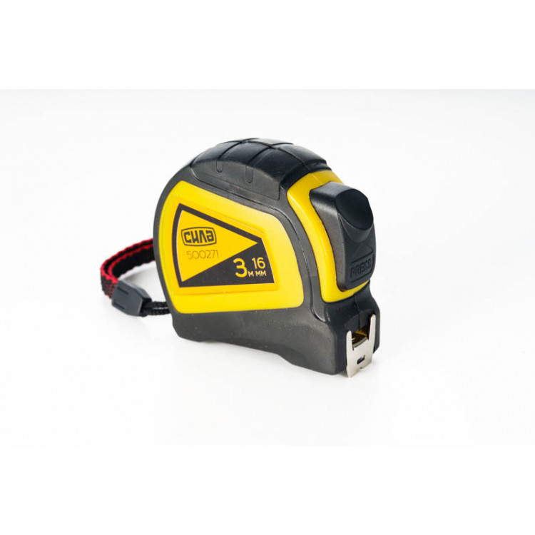 Рулетка 3 м*16 мм СИЛА прогумована автостоп, подвійний зачіп
