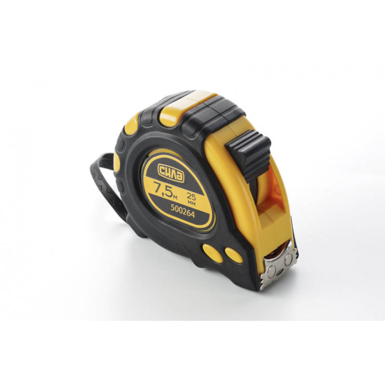 Рулетка 7,5 м * 25 мм СИЛА Стандарт прогумована супермагніт