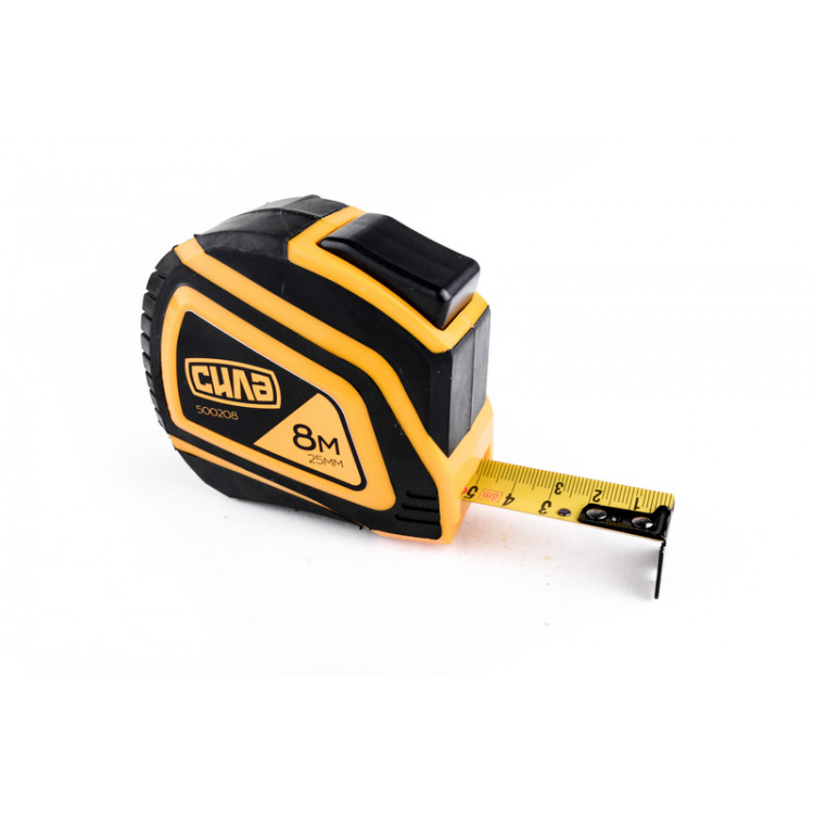 Рулетка 8 м*25 мм СИЛА прогумована з магнітом