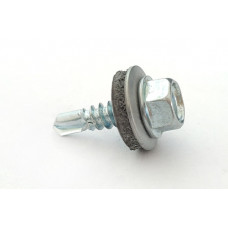 Саморіз з шест голов з шайбою з прокл EPDM 4,8*19 DIN 7504K цинк білий зі сверд по мет (пач. 50 шт)