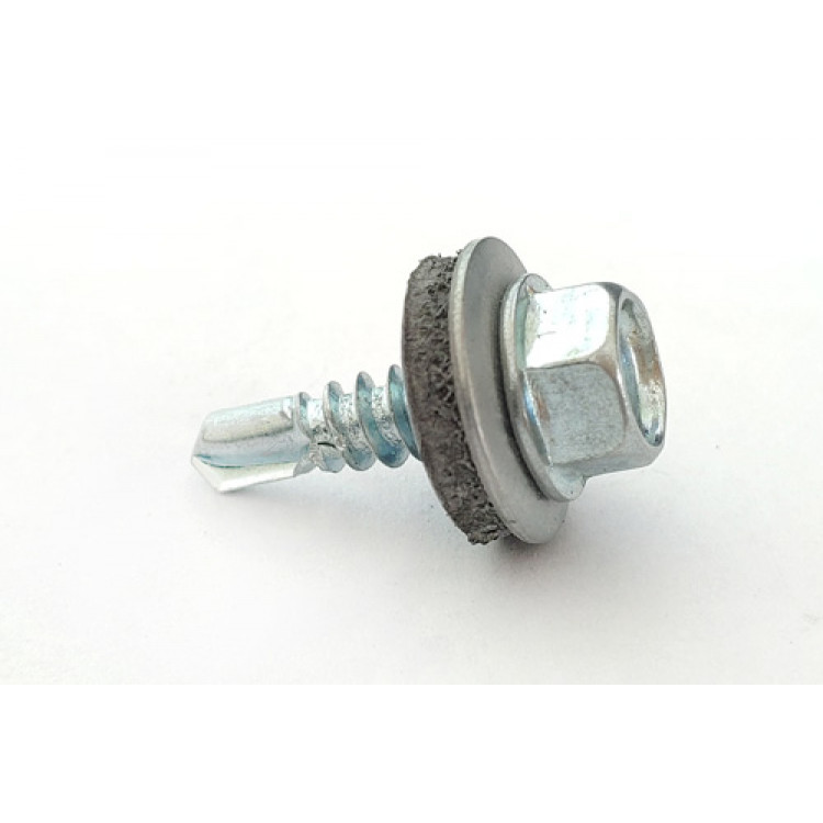 Саморіз з шест голов з шайбою з прокл EPDM 4,8*19 DIN 7504K цинк білий зі сверд по мет (пач. 50 шт)