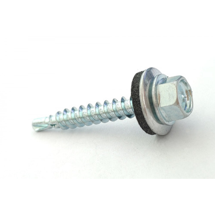 Саморіз з шест голов з шайбою з прокл EPDM 4,8*35 DIN 7504K цинк білий зі сверд по дерев (пач. 50 шт