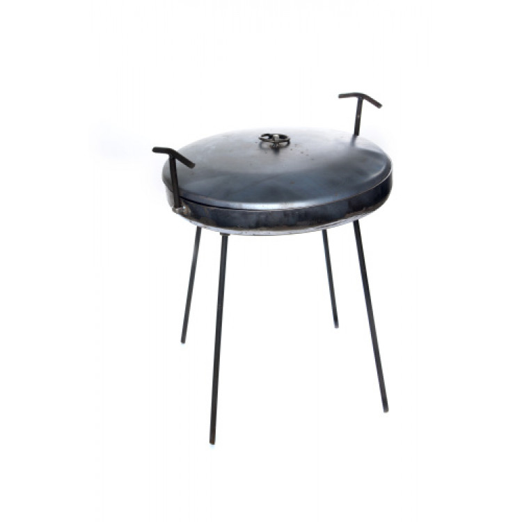 Сковорода туристична 400 мм з бортом 30 мм, кришкою, товщина 2 мм СИЛА