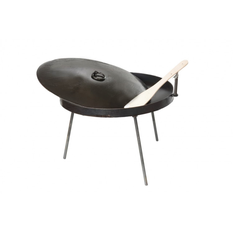 Сковорода туристична 400 мм з бортом 30мм, кришкою та чохлом, товщина 4 мм СИЛА