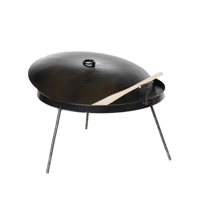 Сковорода туристична 500 ммз бортом 30мм, кришкою та чохлом,  товщина 4 мм СИЛА