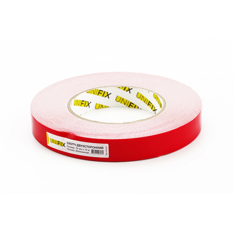 Стрічка клейка двостороння на спіненій основі 19мм*10м UNIFIX  (5шт/уп) (білий)