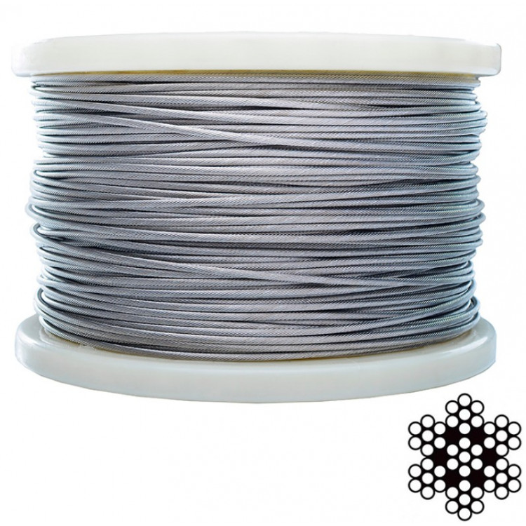 Трос нержавіючий 3,0 мм APRO DIN 3055 (6х7+1х7) бухта 200 м